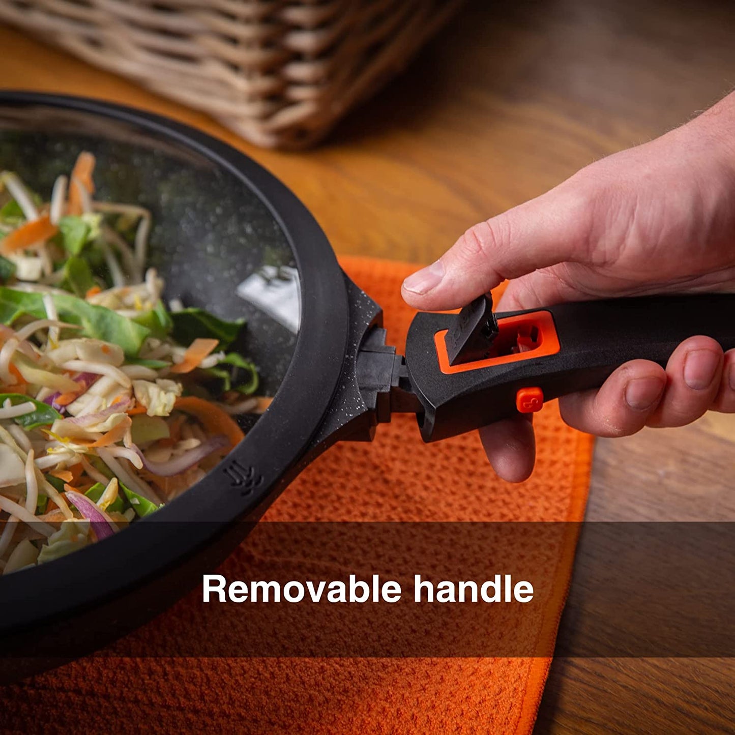 Pep Wok With Lid And Detachable Handle