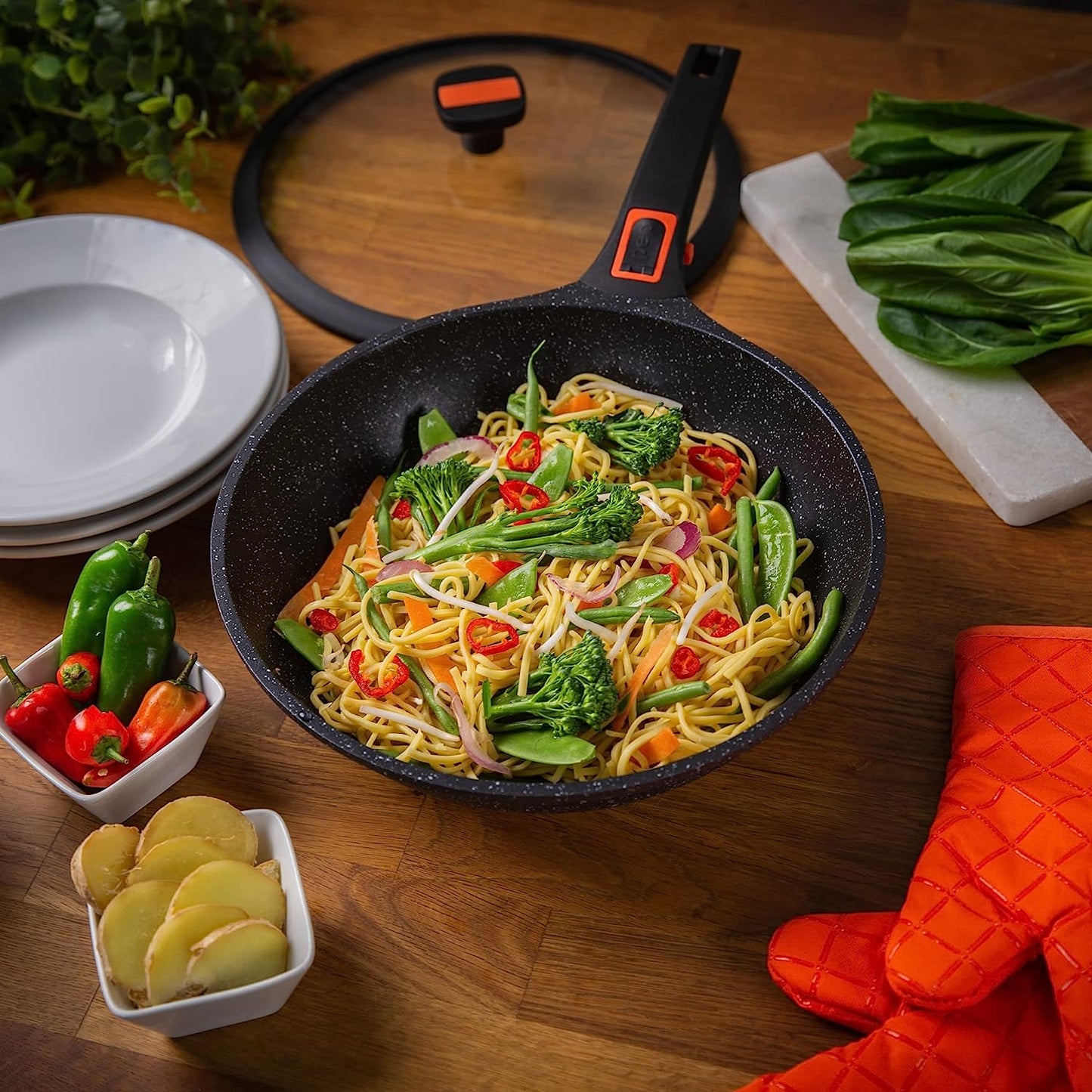 Pep Wok With Lid And Detachable Handle